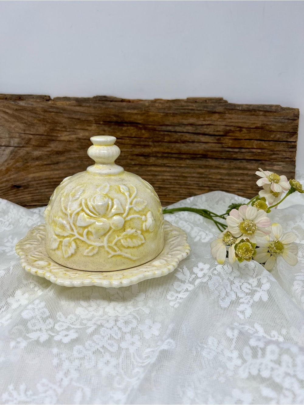 Vintage Wilding Ceramic Butter Dish with Dome Lid